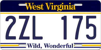 WV license plate 2ZL175