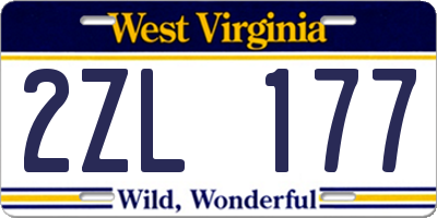 WV license plate 2ZL177