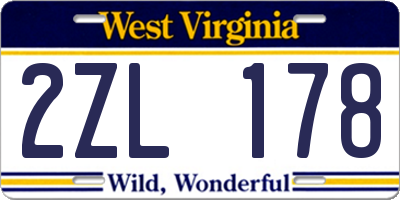WV license plate 2ZL178