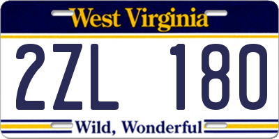 WV license plate 2ZL180