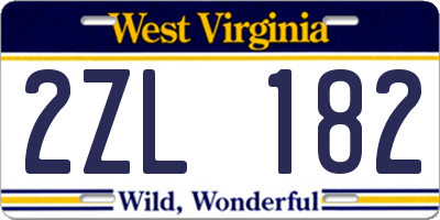 WV license plate 2ZL182