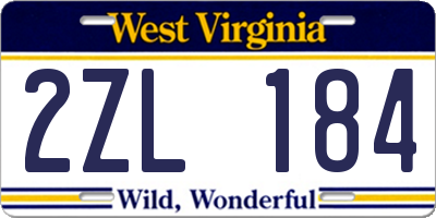 WV license plate 2ZL184