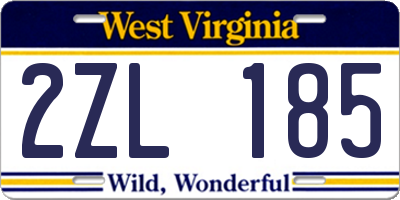 WV license plate 2ZL185