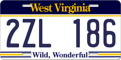WV license plate 2ZL186