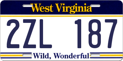 WV license plate 2ZL187