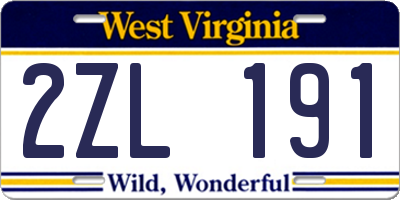 WV license plate 2ZL191