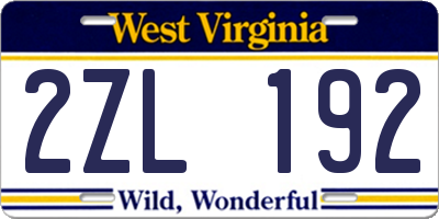 WV license plate 2ZL192