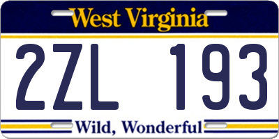 WV license plate 2ZL193