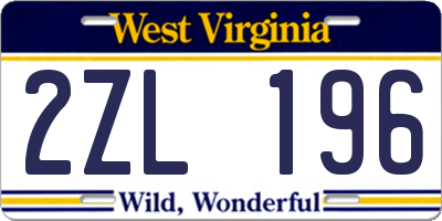 WV license plate 2ZL196