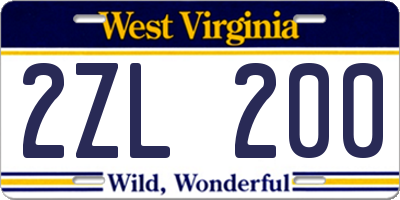 WV license plate 2ZL200