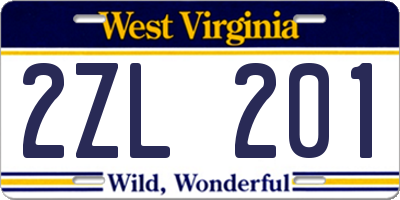 WV license plate 2ZL201