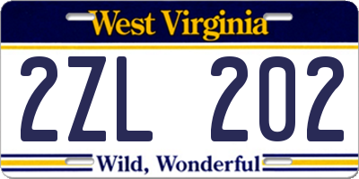 WV license plate 2ZL202