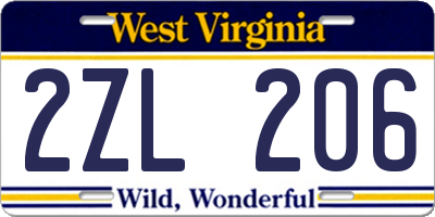 WV license plate 2ZL206