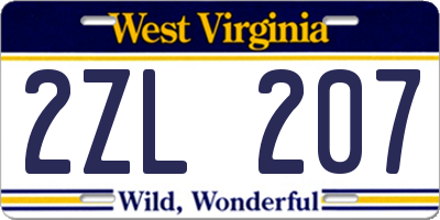 WV license plate 2ZL207