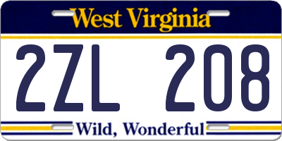 WV license plate 2ZL208