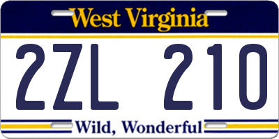WV license plate 2ZL210