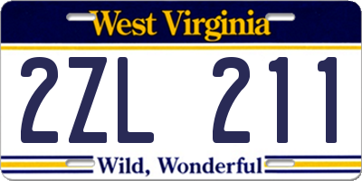 WV license plate 2ZL211