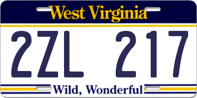 WV license plate 2ZL217