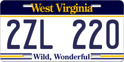 WV license plate 2ZL220