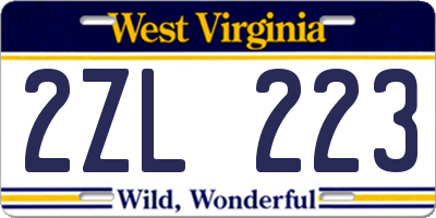 WV license plate 2ZL223