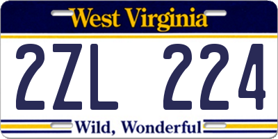 WV license plate 2ZL224