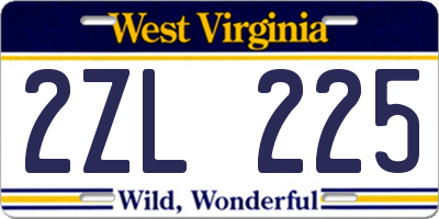 WV license plate 2ZL225