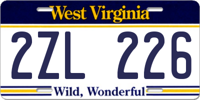 WV license plate 2ZL226