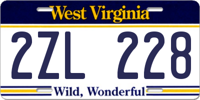 WV license plate 2ZL228