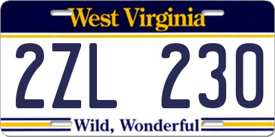 WV license plate 2ZL230