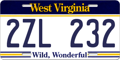 WV license plate 2ZL232