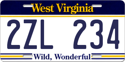 WV license plate 2ZL234