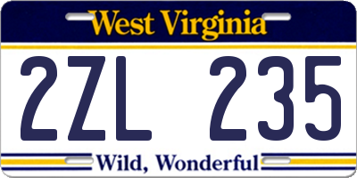WV license plate 2ZL235