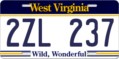 WV license plate 2ZL237