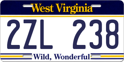 WV license plate 2ZL238