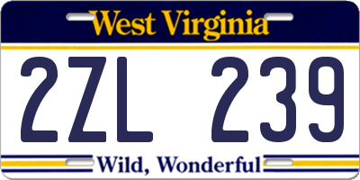WV license plate 2ZL239