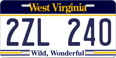 WV license plate 2ZL240