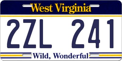 WV license plate 2ZL241