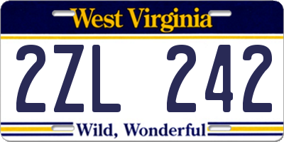 WV license plate 2ZL242
