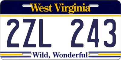 WV license plate 2ZL243