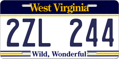 WV license plate 2ZL244