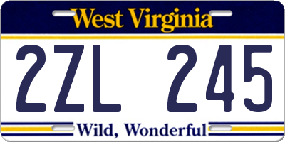 WV license plate 2ZL245