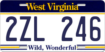 WV license plate 2ZL246