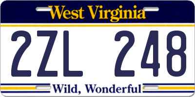 WV license plate 2ZL248