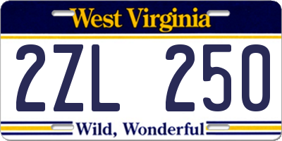WV license plate 2ZL250