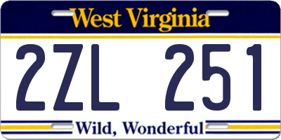 WV license plate 2ZL251