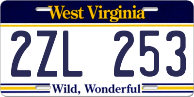 WV license plate 2ZL253