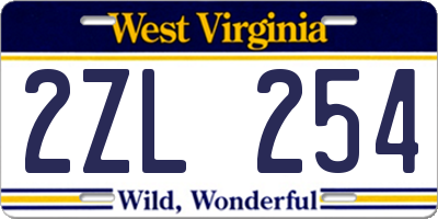WV license plate 2ZL254