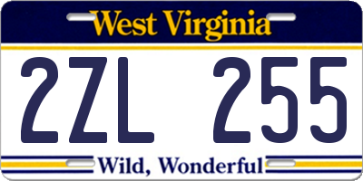 WV license plate 2ZL255