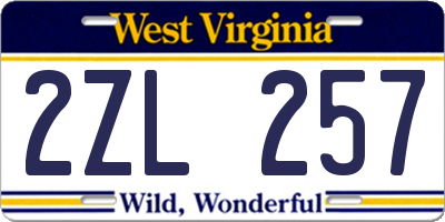 WV license plate 2ZL257