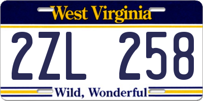 WV license plate 2ZL258
